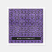 Serviette En Papier Halloween Victorian Purple et Black Brocade Damask (Devant)