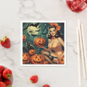 Serviette En Papier Halloween vintage vers le haut (En situation)