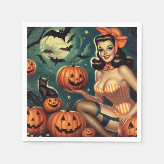 Serviette En Papier Halloween vintage vers le haut (Devant)