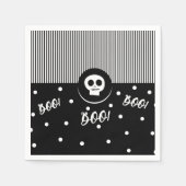 Serviette En Papier Halloween Whimsical Boo Skull Black & White Party (Devant)