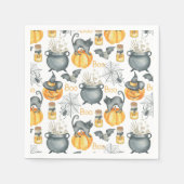 Serviette En Papier Halloween Whimsical Cauldron et Motif de chats (Devant)