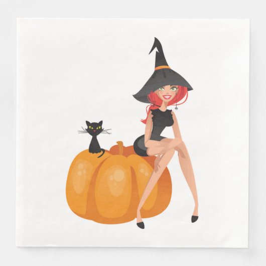 SERVIETTE EN PAPIER HALLOWEEN WITCH (Devant)