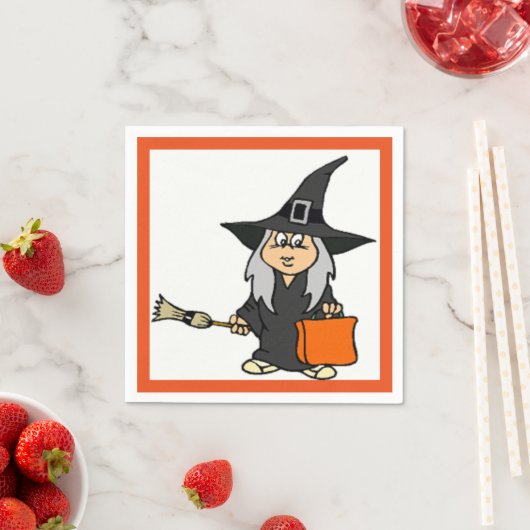 SERVIETTE EN PAPIER HALLOWEEN WITCH (En situation)