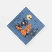 Serviette En Papier Halloween Witch, Chat noir et Citrouille (Coin)