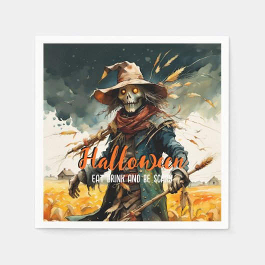 Serviette En Papier Hallween Mangez Boire et Soyez Effrayant Épouvanta (Devant)