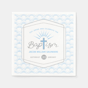 Serviette En Papier Halo de baptême et gris bleu fait sur commande de