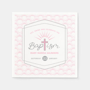 Serviette En Papier Halo de baptême et rose de coutume de croix