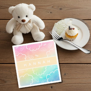 Serviette En Papier Halo de nom personnalisé céleste Nuage Arc-en-ciel