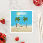 Serviette En Papier Hamac sur la plage tropicale (En situation)