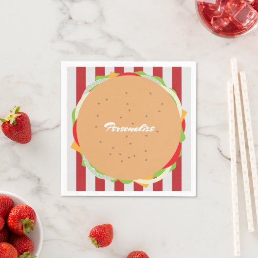 Serviette En Papier Hamburger cheeseburger mignon café (En situation)