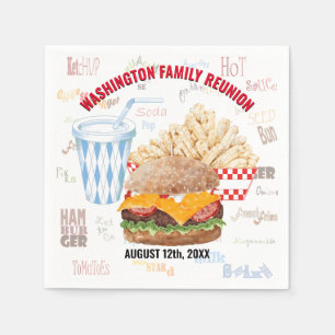 Serviette En Papier Hamburger Fries Fast Food Summer BBQ
