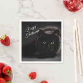 Serviette En Papier HAMbWG - Papier Napkin - Chat noir (En situation)