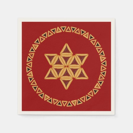 Serviette En Papier Hamentashen Star de David Papier Napkins (Devant)