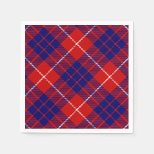 Serviette En Papier Hamilton tartan rouge bleu violet plaid (Devant)