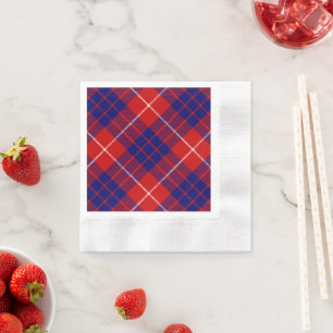 Serviette En Papier Hamilton tartan rouge bleu violet plaid