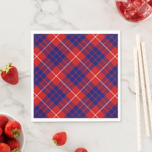 Serviette En Papier Hamilton tartan rouge bleu violet plaid (En situation)
