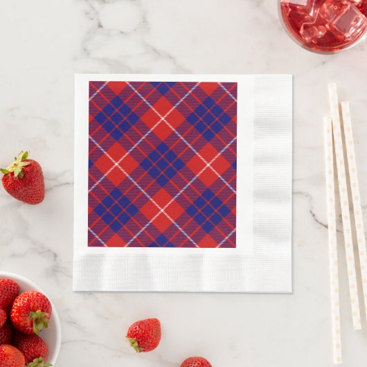 Serviette En Papier Hamilton tartan rouge bleu violet plaid (En situation)
