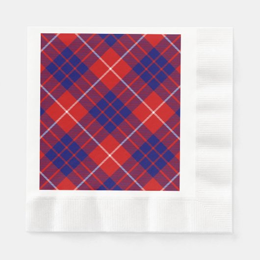 Serviette En Papier Hamilton tartan rouge bleu violet plaid (Devant)