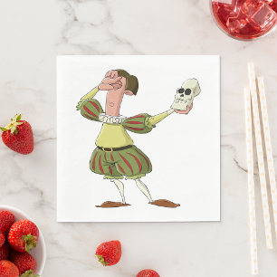 Serviette En Papier Hamlet Shakespeare Acteur Drôle Tenant un Crâne
