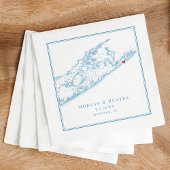 Serviette En Papier Hamptons Montauk Élégant Mariage bleu huître