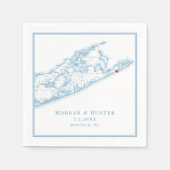 Serviette En Papier Hamptons Montauk Élégant Mariage bleu huître (Devant)