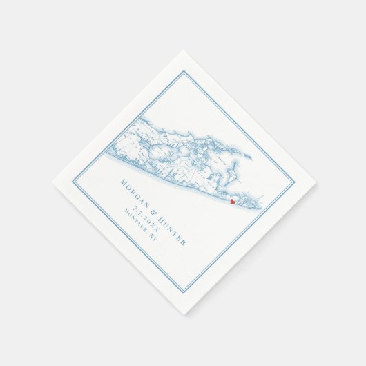 Serviette En Papier Hamptons Montauk Élégant Mariage bleu huître (Coin)