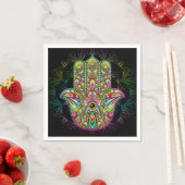 Serviette En Papier Hamsa Fatma Main Psychedelic Art (En situation)