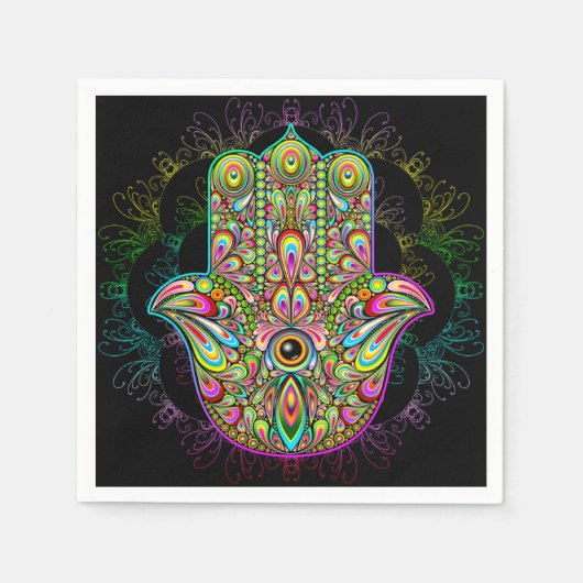 Serviette En Papier Hamsa Fatma Main Psychedelic Art (Devant)