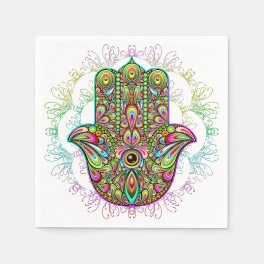 Serviette En Papier Hamsa Fatma Main Psychedelic Art (Devant)