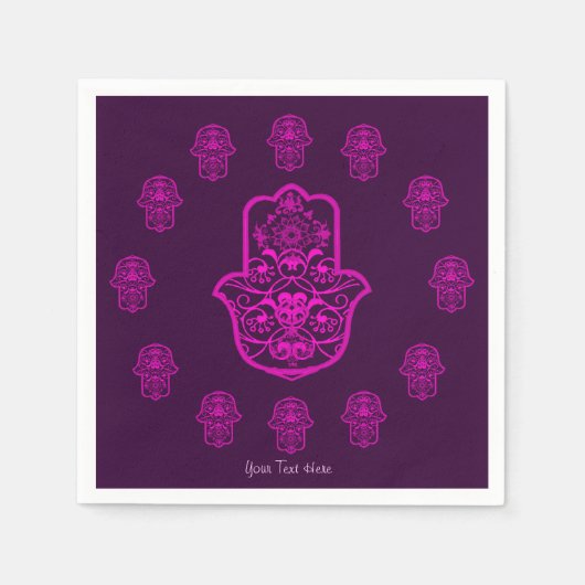 Serviette En Papier Hamsa florale (rose) (Devant)