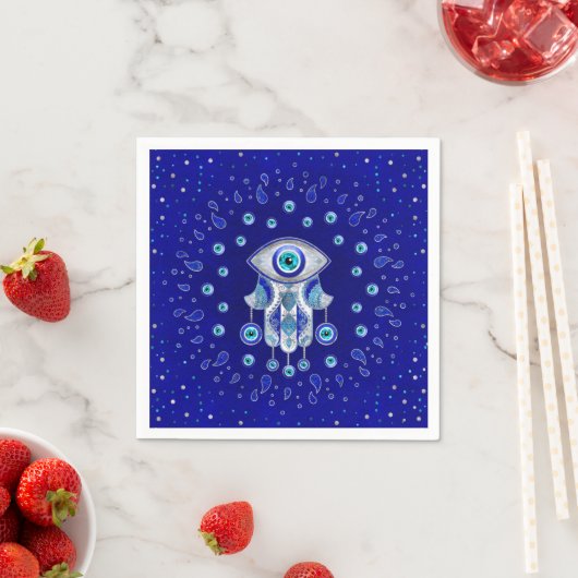 Serviette En Papier Hamsa Hand-Evil Eye Amulet (En situation)