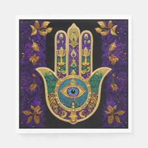 Serviette En Papier Hamsa Troisième Œil Orné Or