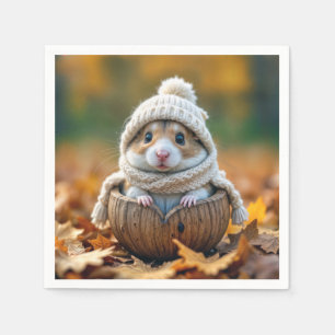 Serviette En Papier Hamster d'automne en coquille de noix