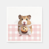 Serviette En Papier Hamster mignon Avec Muffin Rose En vichy Check (Devant)