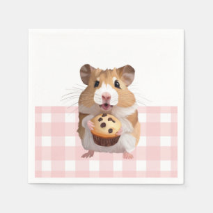 Serviette En Papier Hamster mignon Avec Muffin Rose En vichy Check