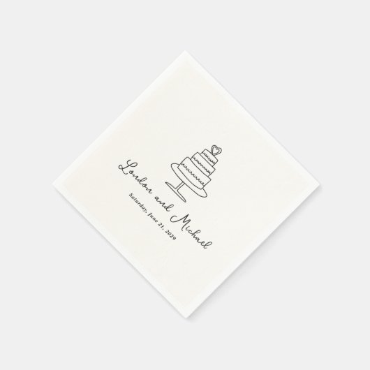 Serviette En Papier Hand Drawn Cake Doodle Modern Wedding (Coin)