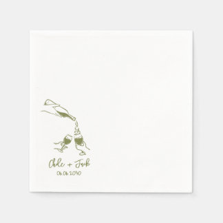 Serviette En Papier Hand Drawn Champagne Tower Glass Wedding Napkins