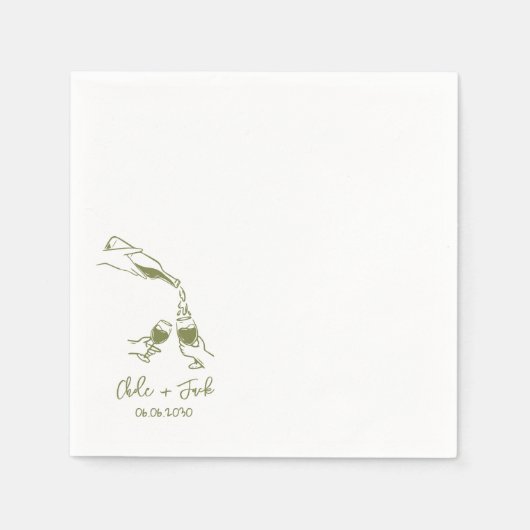 Serviette En Papier Hand Drawn Champagne Tower Glass Wedding Napkins (Devant)