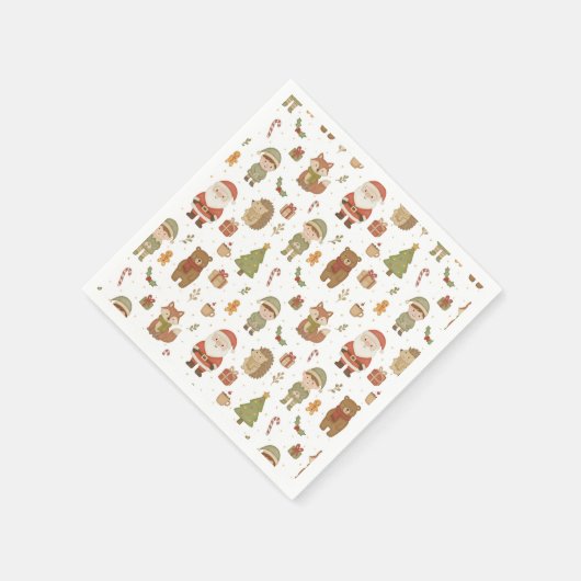 Serviette En Papier Hand Drawn Christmas Woodland Napkins (Coin)