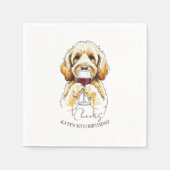 Serviette En Papier Hand Drawn Golden Doodle Red Wine Glass (Devant)