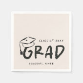 Serviette En Papier Hand-Drawn Graduation Cap Doodle Handwritten  (Devant)