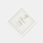 Serviette En Papier Hand Drawn Green Retro Gingham Bow Baby Shower (Coin)