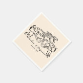 Serviette En Papier hand drawn heart couple whimsical wedding (Coin)