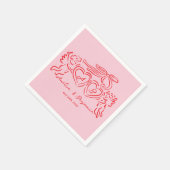 Serviette En Papier hand drawn heart couple whimsical wedding (Coin)