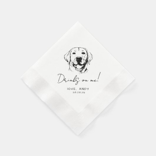 Serviette En Papier Hand Drawn labrador retrieve Drinks on me Cocktail (Coin)