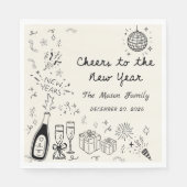 Serviette En Papier Hand Drawn New Year's Eve Party Napkins  (Devant)