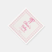 Serviette En Papier Hand Drawn Pink Gingham Bow Baby Girl Shower (Coin)