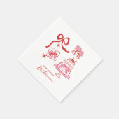 Serviette En Papier Hand Drawn Red Pink Doodles Birthday Party (Coin)