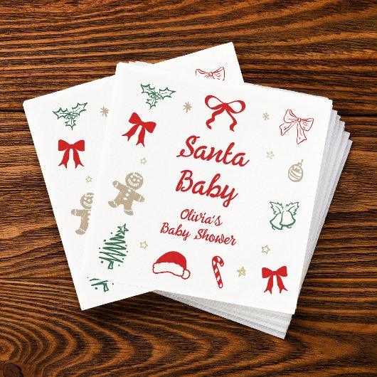 Serviette En Papier Hand Drawn Santa Baby Christmas Baby Shower