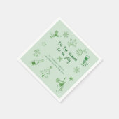Serviette En Papier Hand Drawn Scribble Glitter Green Christmas Party (Coin)
